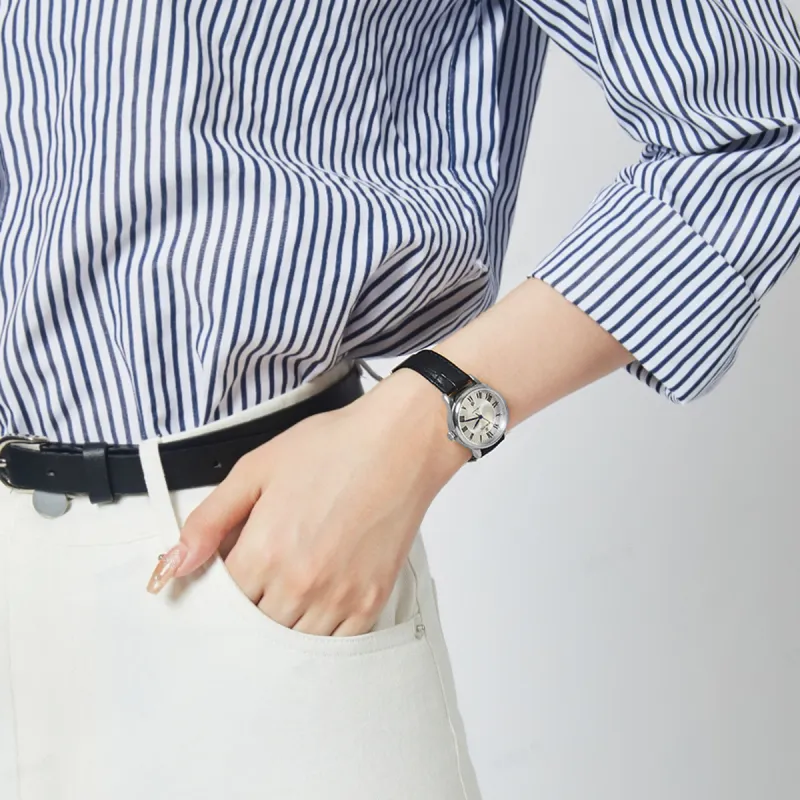 EBOHR Cana Collection Mechanical Movement Cowhide Strap Watch Women's Watch White Dial-8