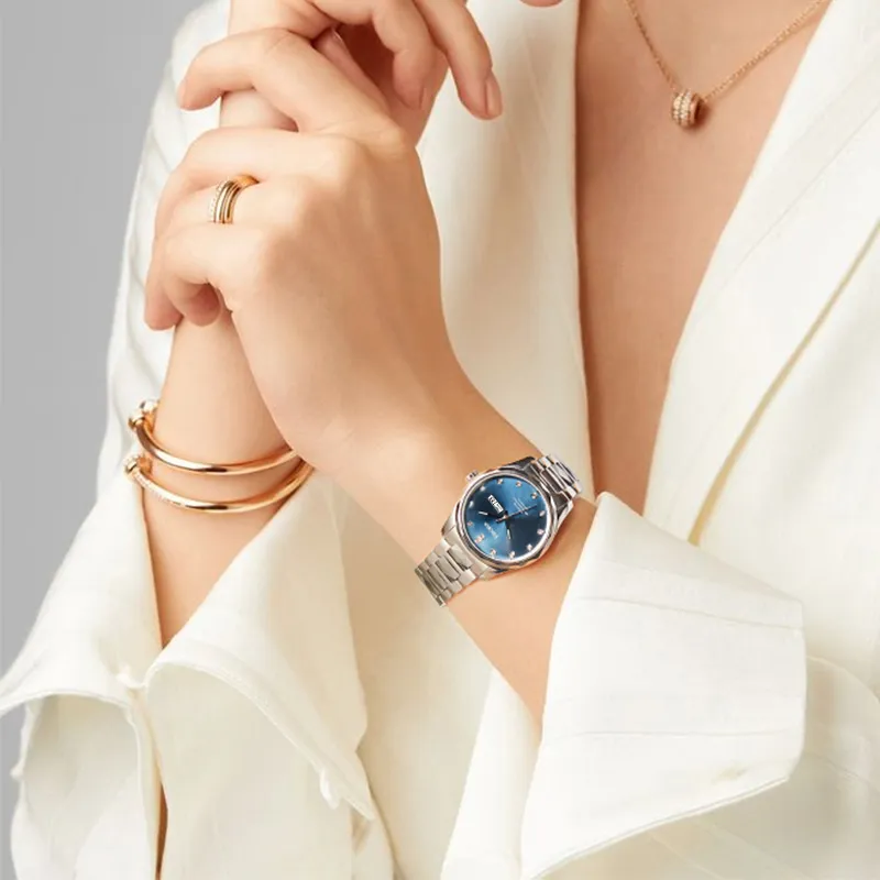 EBOHR Master Collection Mechanical Movement Tungsten Steel Strap Watch Women's Watch Blue Dial-5
