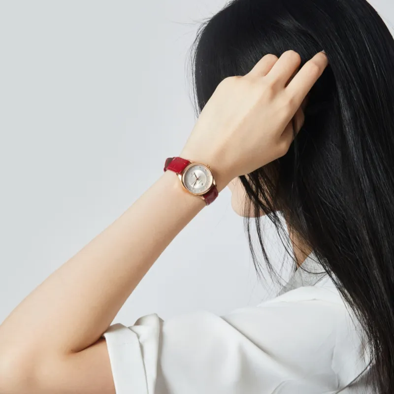 EBOHR Cana Collection Mechanical Movement Cowhide Strap Watch Women's Watch White Dial-4