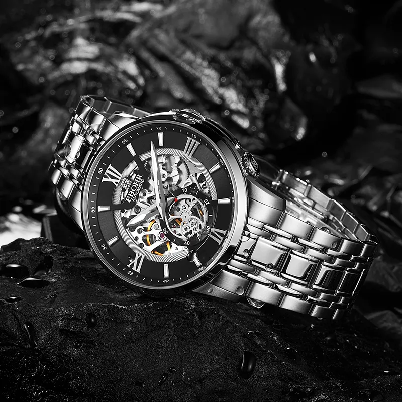 EBOHR Master Collection Mechanical Heart Mechanical Movement Watch Men's Watches Black Dial-14