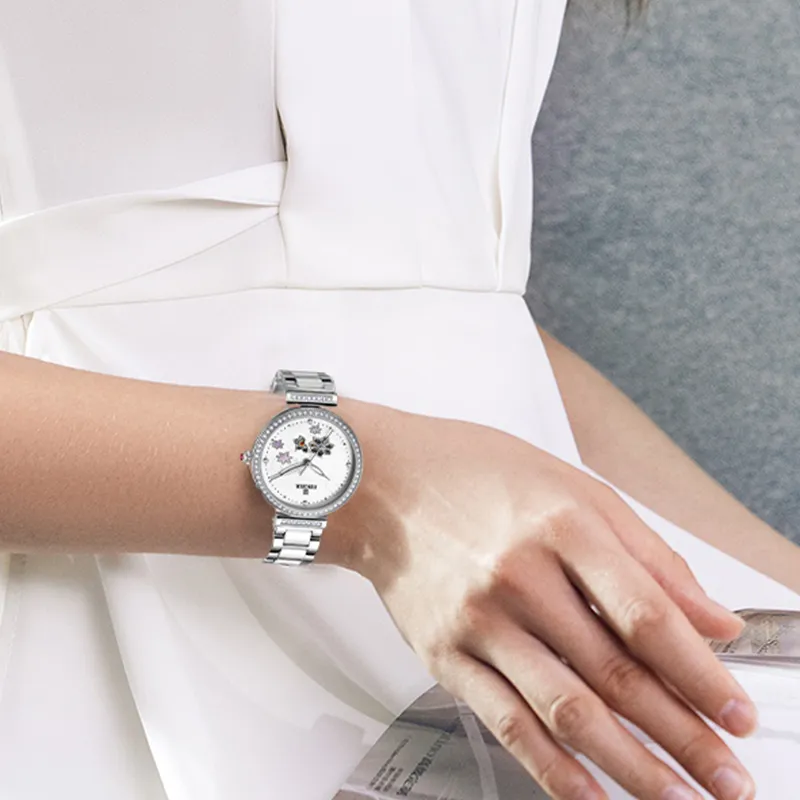 EBOHR Revenge Collection Mechanical Movement Stainless Steel Strap Watch Women's Watch White Dial-3