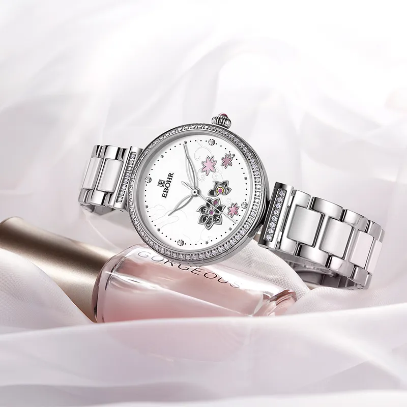 EBOHR Revenge Collection Mechanical Movement Stainless Steel Strap Watch Women's Watch White Dial-1