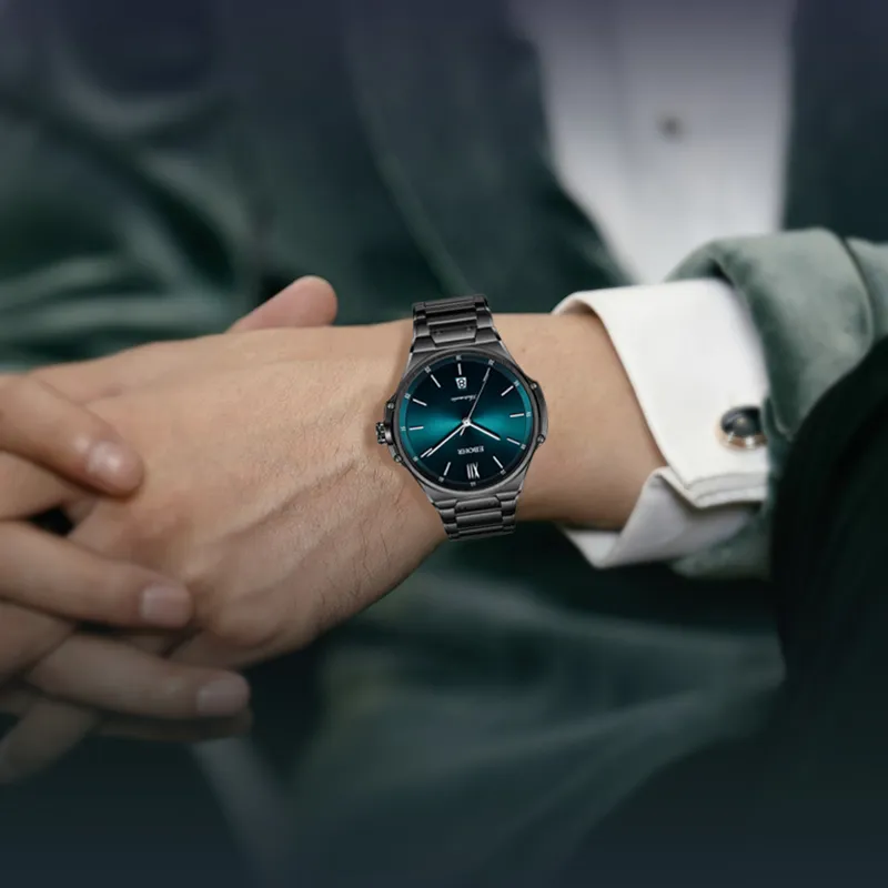 EBOHR Explorer Collection Mechanical Movement Stainless Steel Strap Watch Men's Watches Green Dial-1