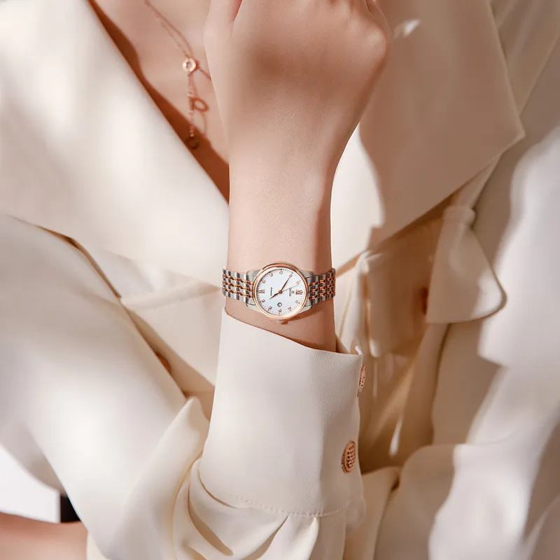 EBOHR Cana Collection Mechanical Movement Stainless Steel Strap Watch Women's Watch White Dial-2