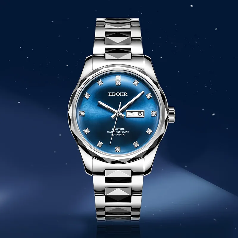 EBOHR Master Collection Mechanical Movement Tungsten Steel Strap Watch Women's Watch Blue Dial-1