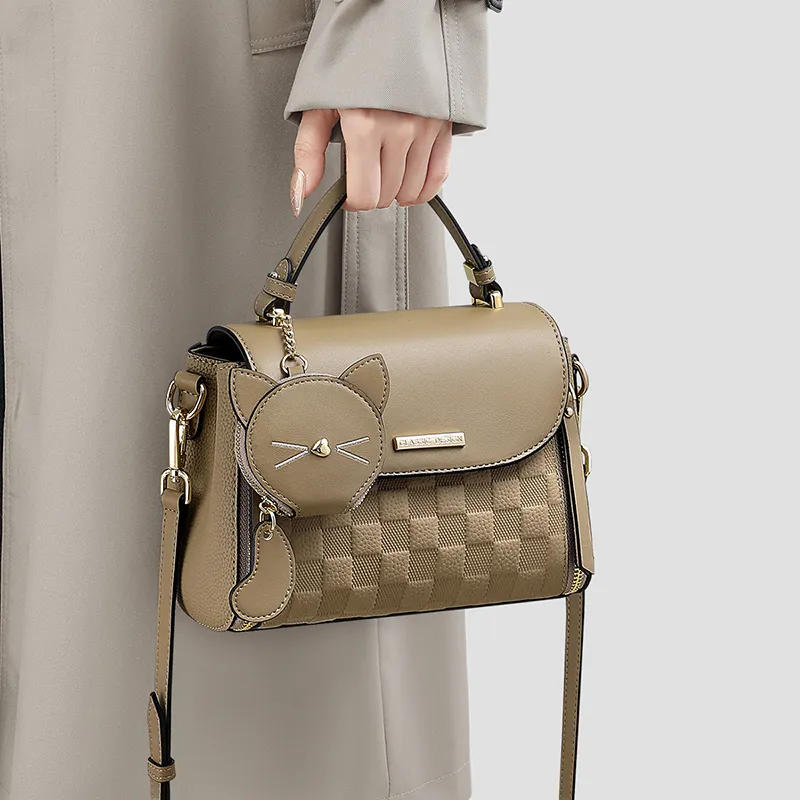 EBLAN Cow Leather Handbag, Shoulder Bag, Crossbody Bag Regular Women's Elephant Gray-4