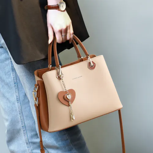 EBLAN Cow Leather Handbag, Shoulder Bag, Crossbody Bag Regular Women's Milk Tea