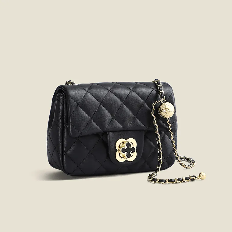EBLAN Cow Leather Shoulder Bag, Crossbody Bag, Small Square Bag Regular Women's Black-2