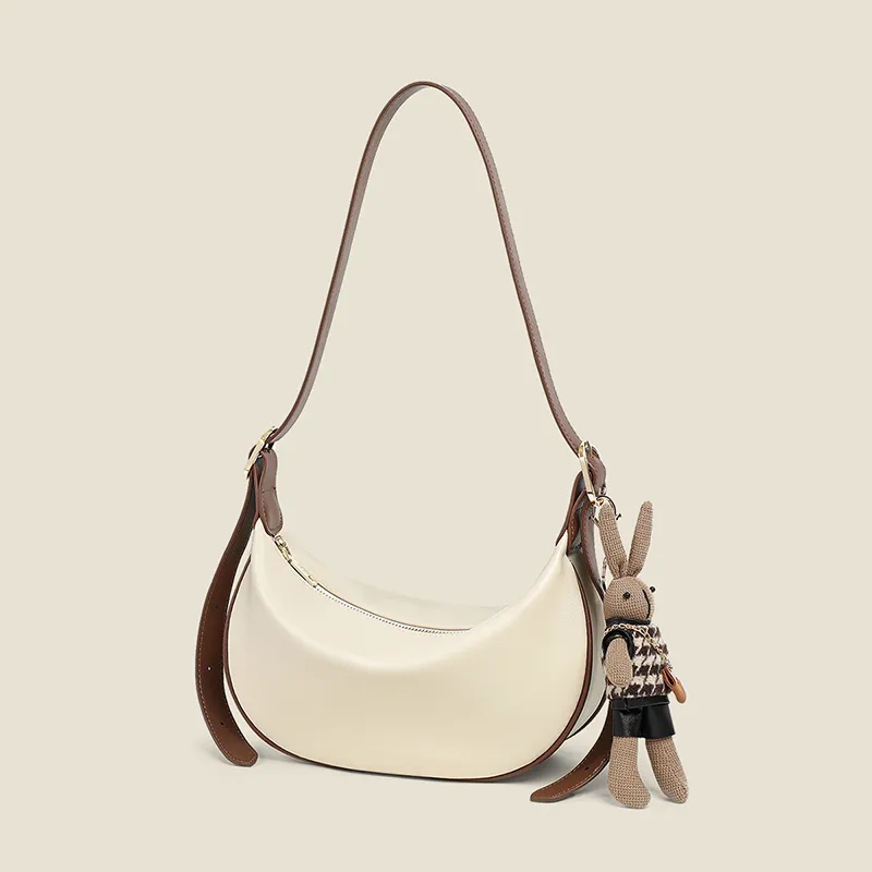 EBLAN Synthetic Leather Shoulder Bag, Crossbody Bag, Dumpling Bag Regular Women's Cream Apricot-5
