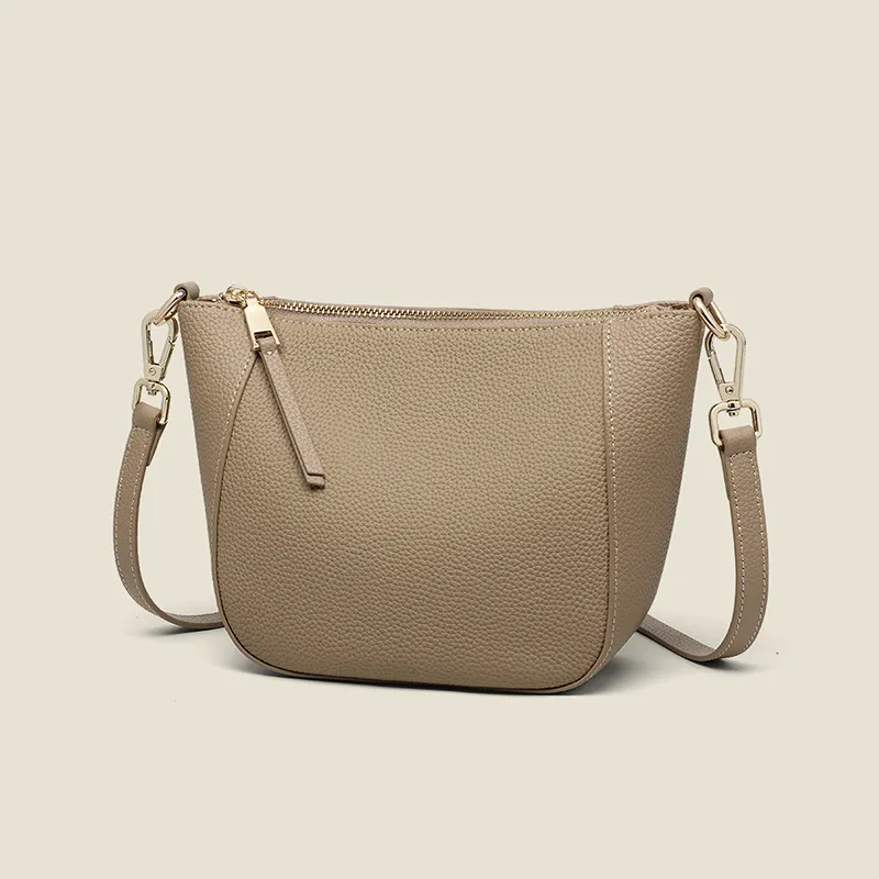 EBLAN Cow Leather Shoulder Bag, Crossbody Bag, Bucket Bag Regular Women's Elephant Gray-4