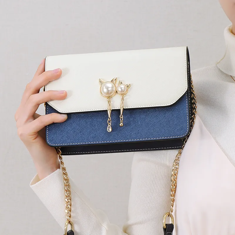 EBLAN Cow Leather Shoulder Bag, Crossbody Bag Regular Women's Pink White/blue-6
