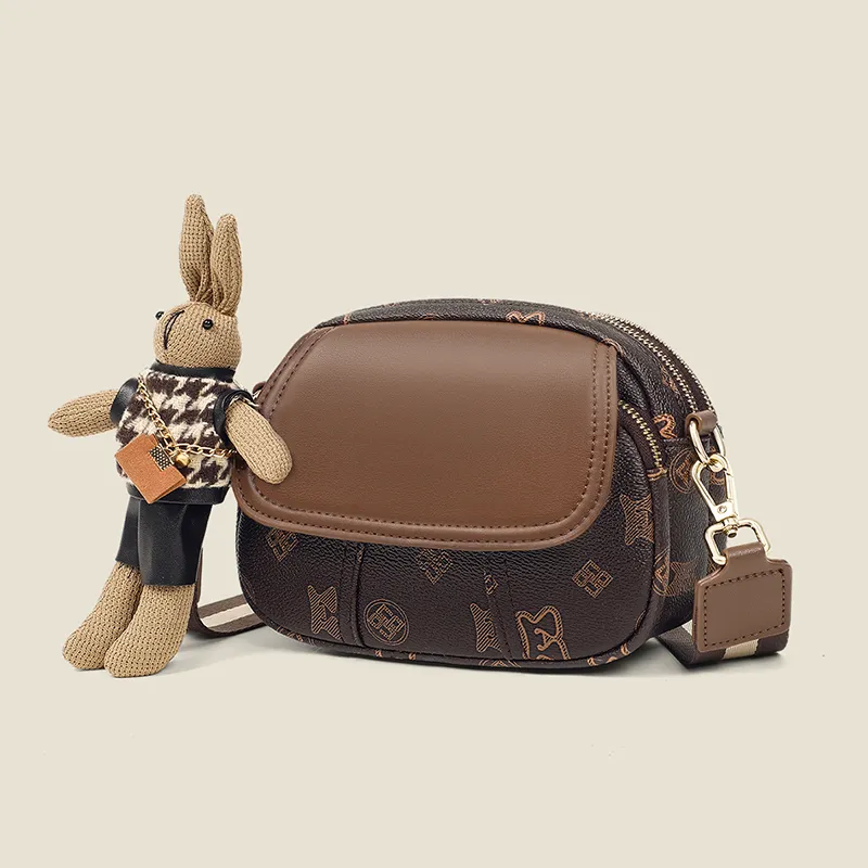 EBLAN Synthetic Leather Shoulder Bag, Crossbody Bag, Small Round Bag Regular Women's Coffee-5