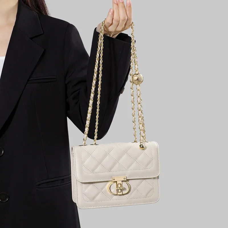 EBLAN Cow Leather Shoulder Bag, Crossbody Bag Regular Women's Milkshake White-2