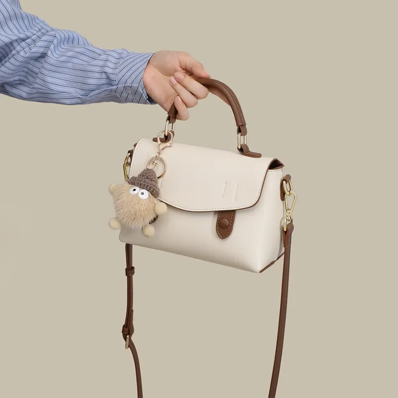EBLAN Cow Leather Handbag Regular Women's Milkshake White-4
