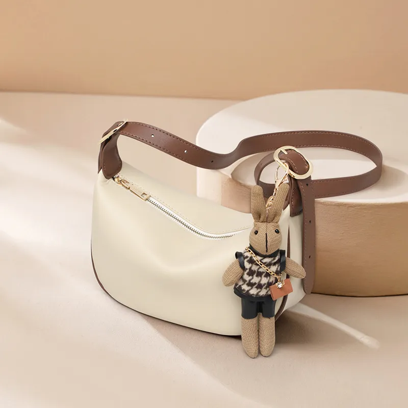 EBLAN Synthetic Leather Shoulder Bag, Crossbody Bag, Dumpling Bag Regular Women's Cream Apricot-2