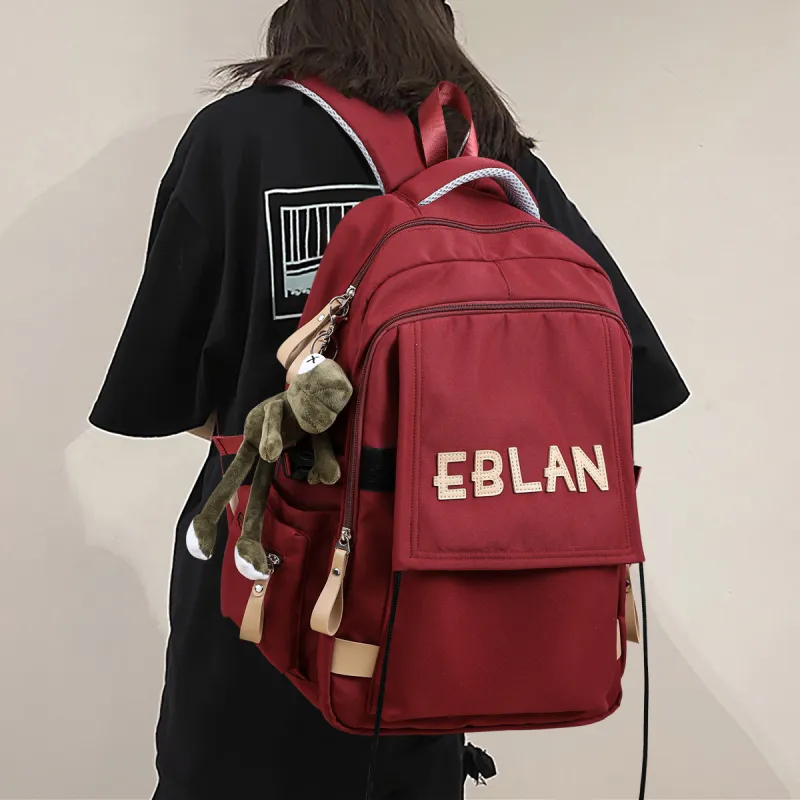 EBLAN Fabric Backpack Regular Unisex Red/Black-1