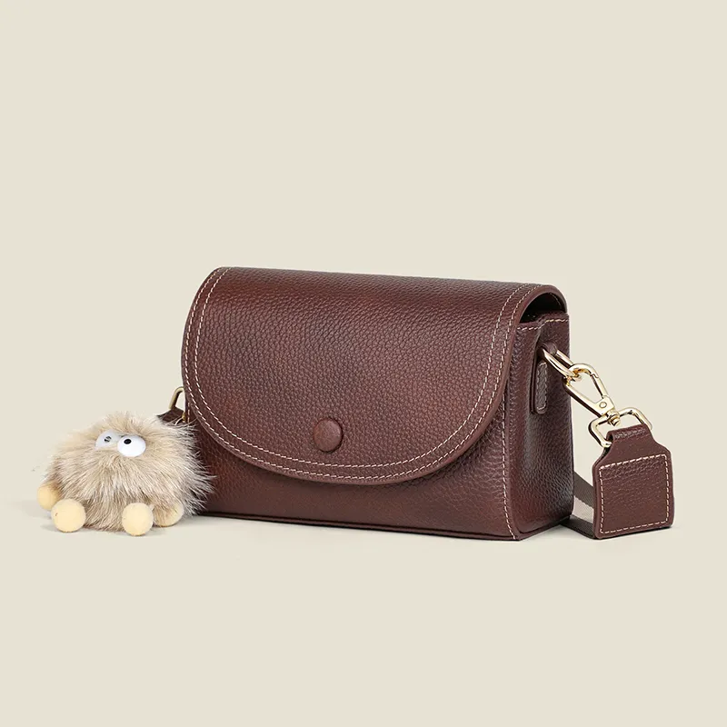 EBLAN Cow Leather Shoulder Bag, Crossbody Bag, Small Square Bag Regular Women's Brown-3