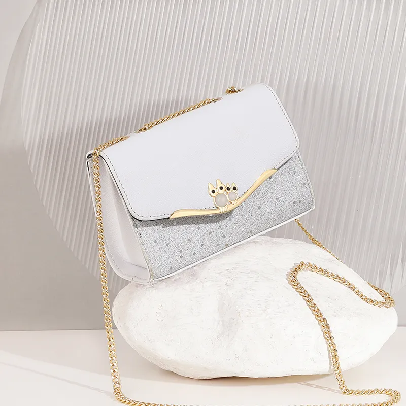 EBLAN Cow Leather Shoulder Bag, Crossbody Bag Regular Women's White-1