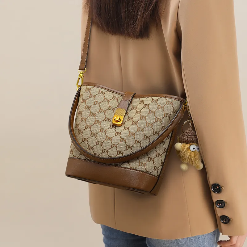 EBLAN Synthetic Leather Handbag, Shoulder Bag, Crossbody Bag, Bucket Bag Regular Women's Khaki-2