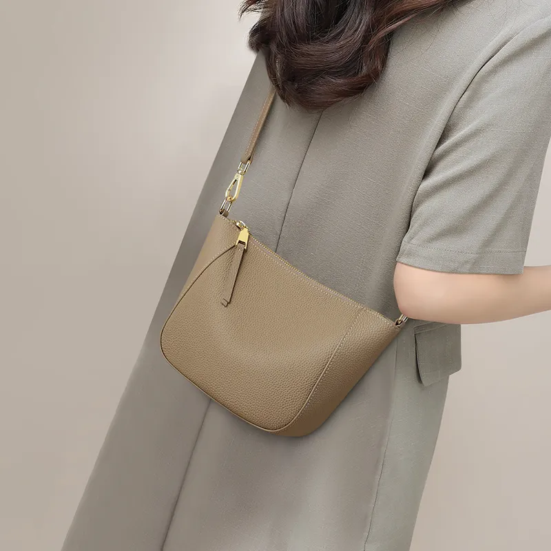 EBLAN Cow Leather Shoulder Bag, Crossbody Bag, Bucket Bag Regular Women's Elephant Gray-1