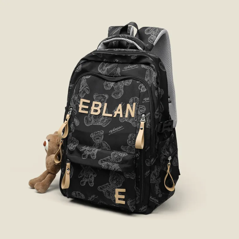 EBLAN Fabric Backpack Regular Unisex Ecru/Black-8
