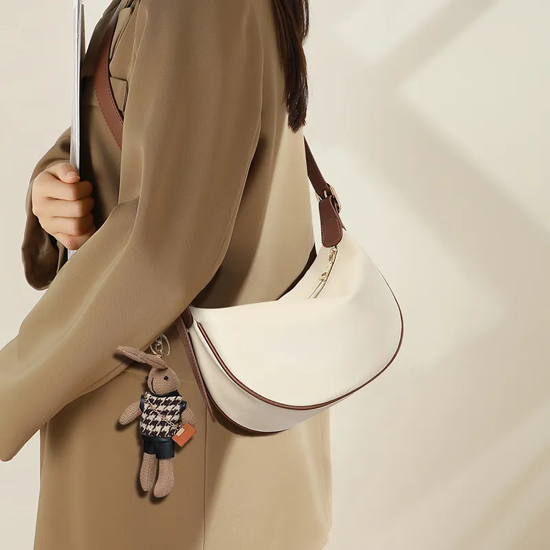 EBLAN Synthetic Leather Shoulder Bag, Crossbody Bag, Dumpling Bag Regular Women's Cream Apricot-1