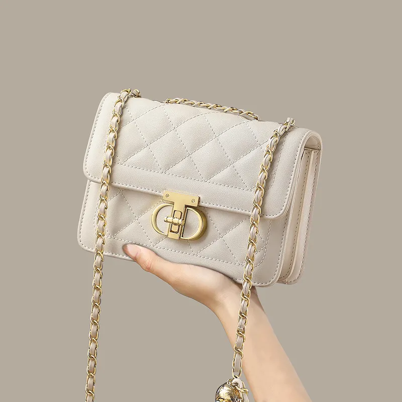 EBLAN Cow Leather Shoulder Bag, Crossbody Bag Regular Women's Milkshake White-1