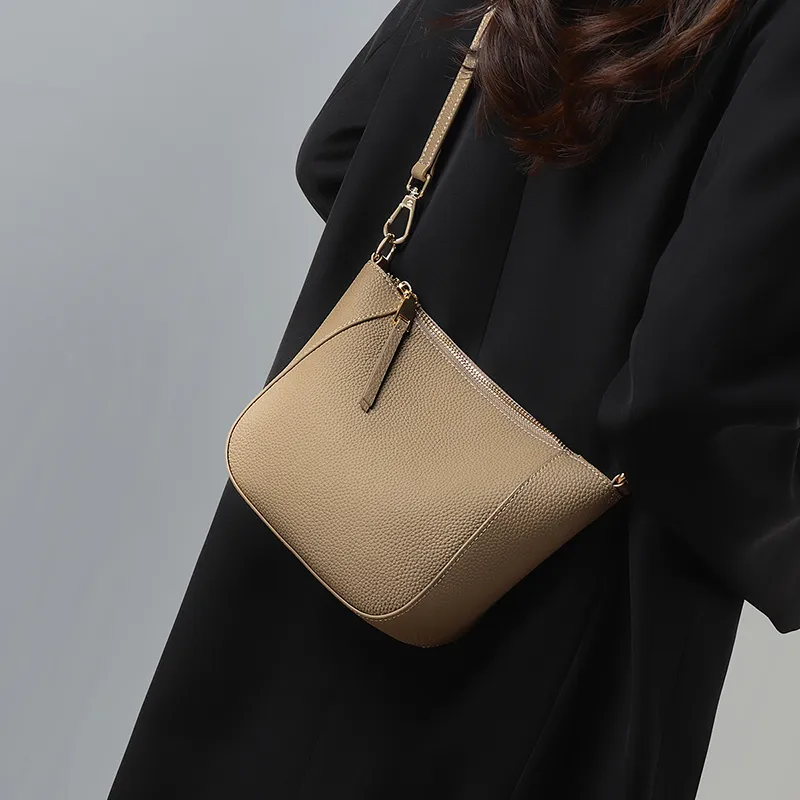 EBLAN Cow Leather Shoulder Bag, Crossbody Bag, Bucket Bag Regular Women's Elephant Gray-2