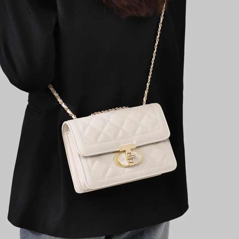 EBLAN Cow Leather Shoulder Bag, Crossbody Bag Regular Women's Milkshake White-4