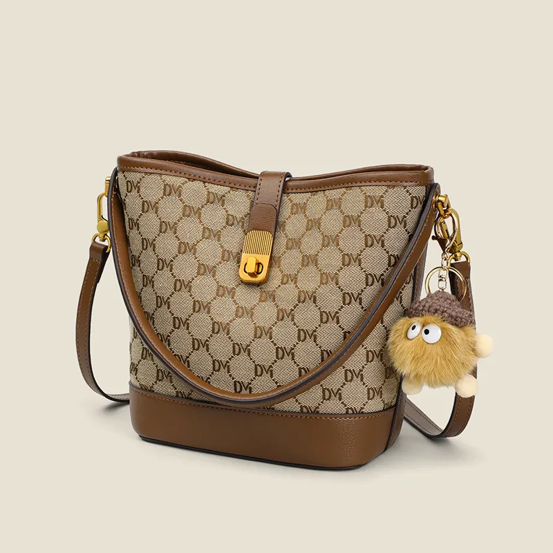 EBLAN Synthetic Leather Handbag, Shoulder Bag, Crossbody Bag, Bucket Bag Regular Women's Khaki-3