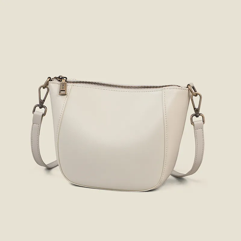 EBLAN Cow Leather Shoulder Bag, Crossbody Bag, Bucket Bag Regular Women's Ecru-4
