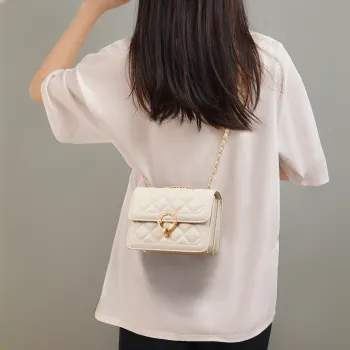 EBLAN Cow Leather Shoulder Bag, Crossbody Bag, Small Square Bag Regular Women's Milkshake White