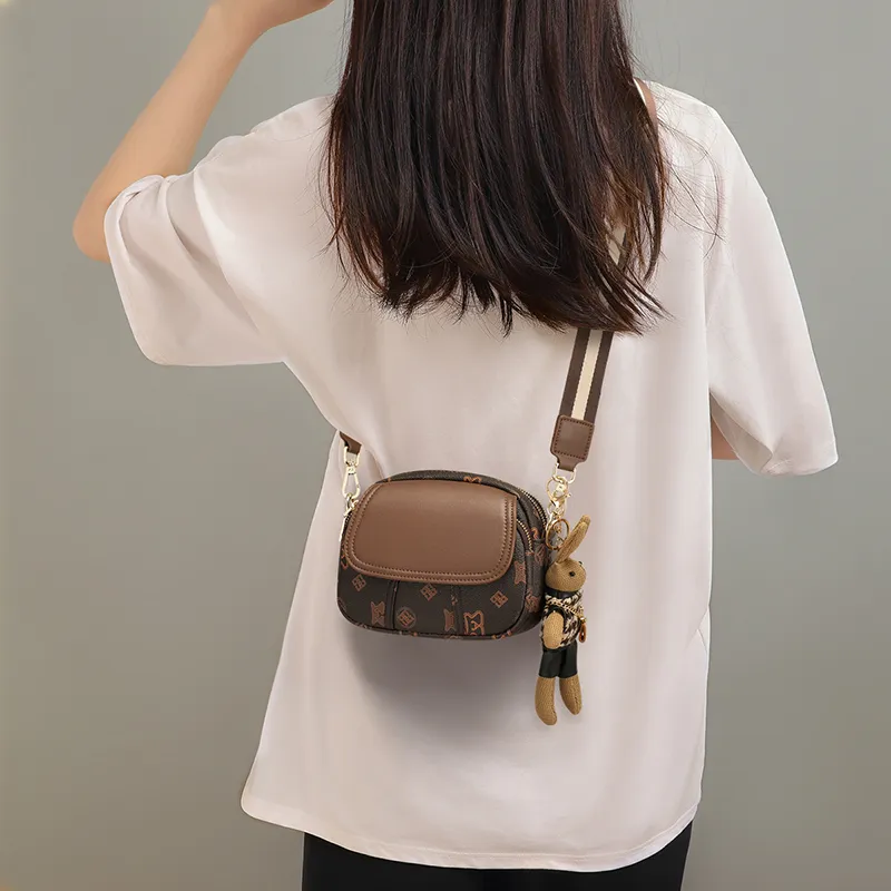 EBLAN Synthetic Leather Shoulder Bag, Crossbody Bag, Small Round Bag Regular Women's Coffee-2