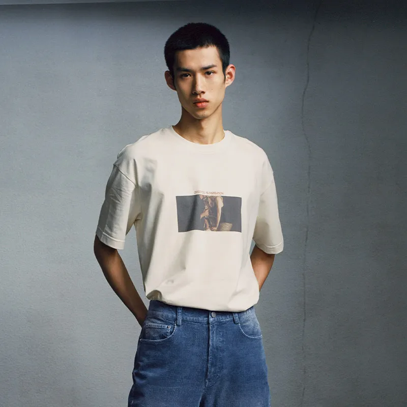 OPICLOTH T-Shirt Unisex Beige Apricot-4