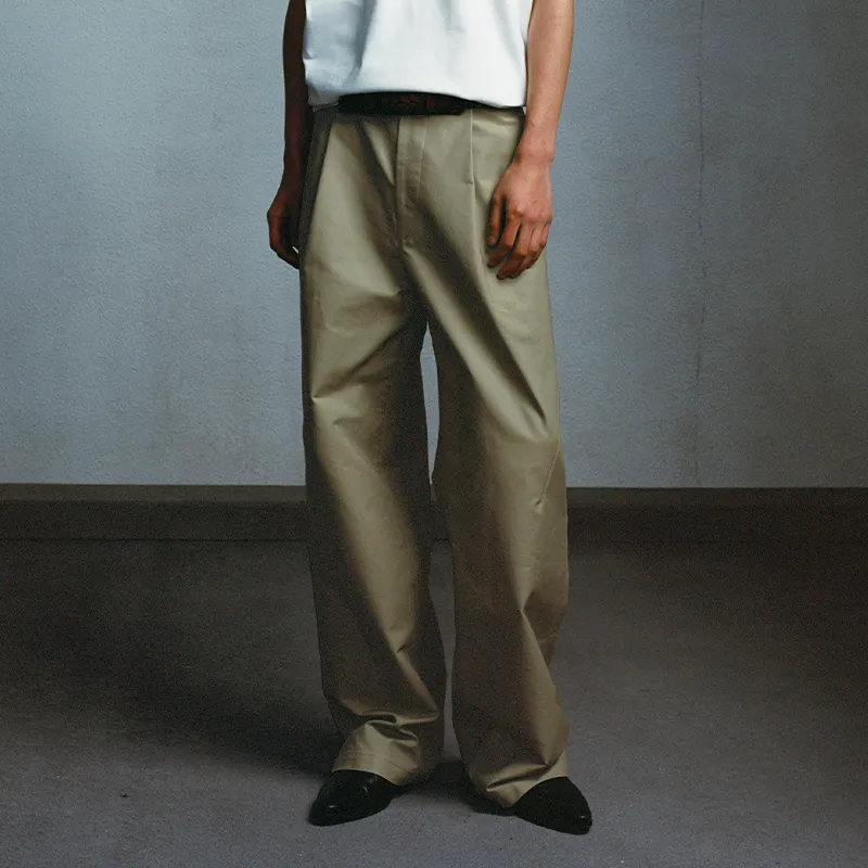 OPICLOTH Casual Pants Unisex Khaki Green-2