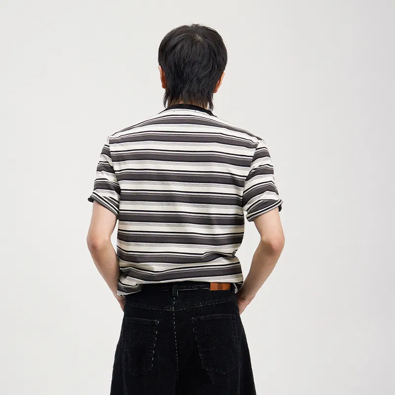 OPICLOTH T-Shirt Unisex Black White Stripes-2