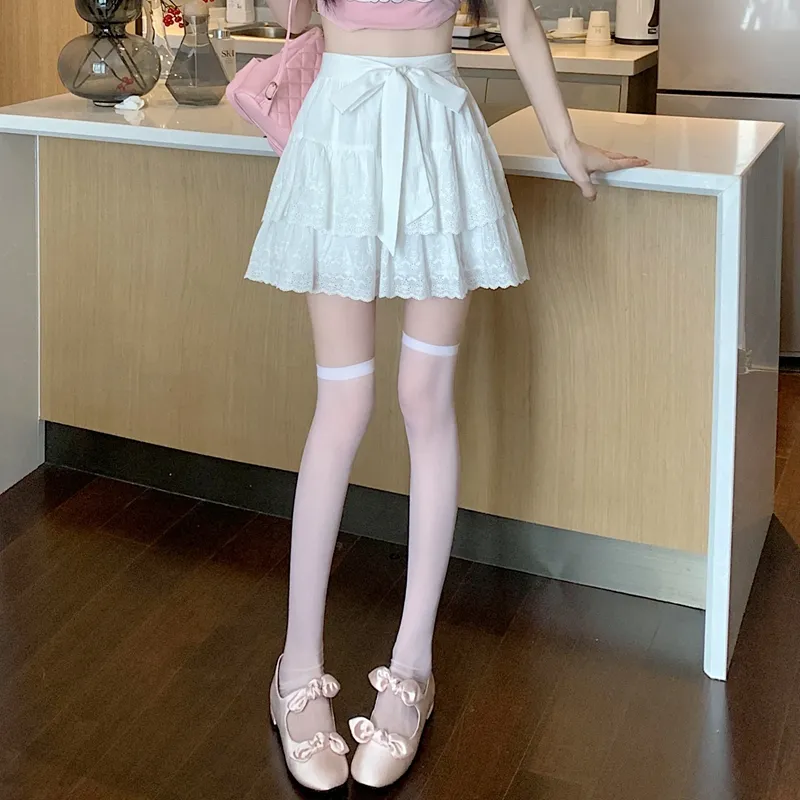 PAVEA Casual Short Skirts Women's White+Hair Tie Comes With-5