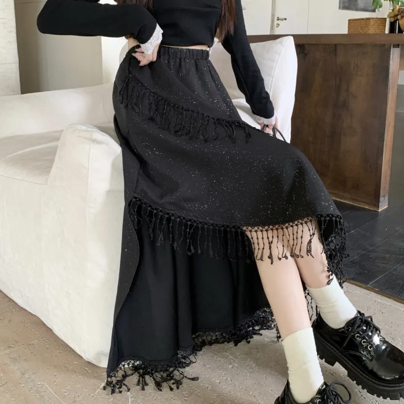 PAVEA Casual Long Skirts Women's Black-4