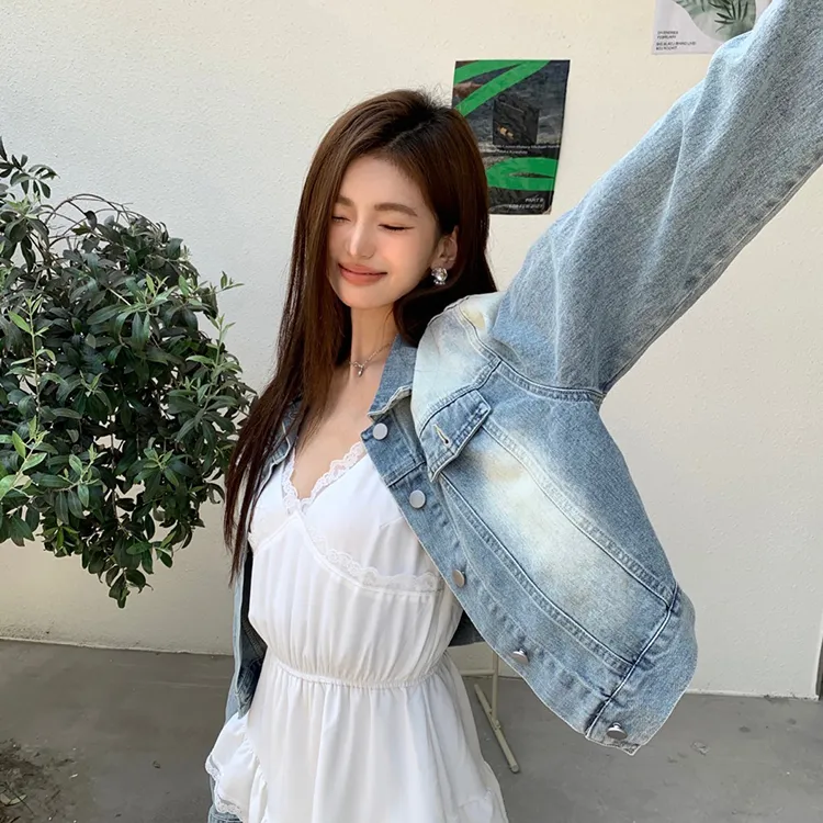 PAVEA Denim Jacket Women's Blue+Hair Tie Comes With-5