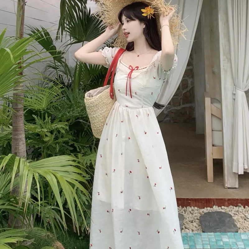 PAVEA Short Sleeved Dress Women's White+Hair Tie Comes With-6