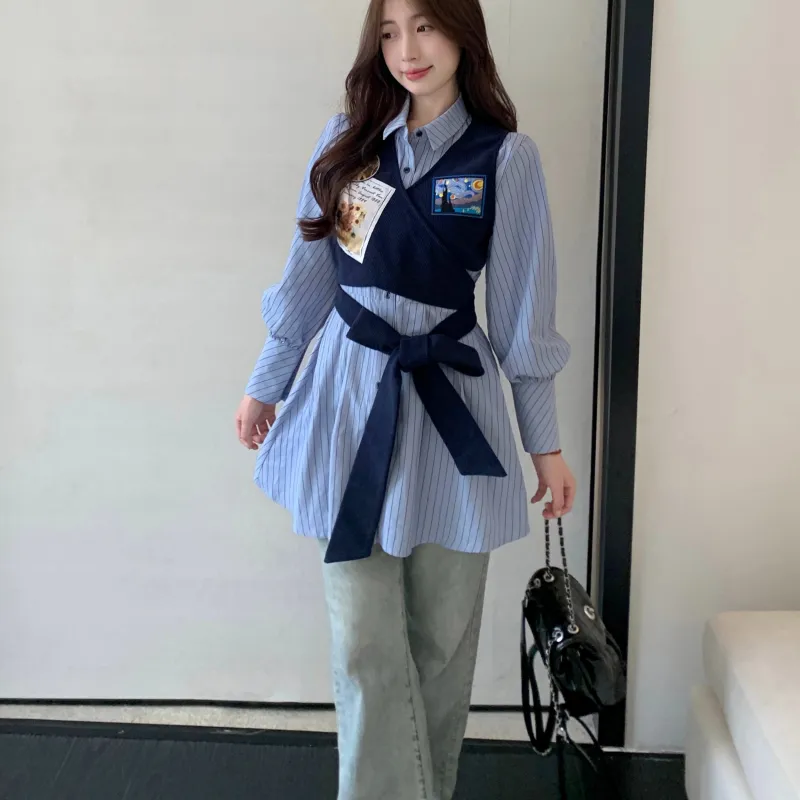 PAVEA Long Sleeved Dresses Women's Blue-6