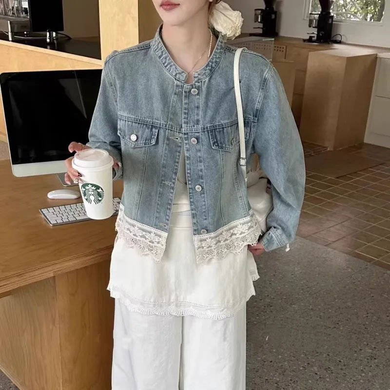 PAVEA Denim Jacket Women's Blue+Hair Tie Comes With-3