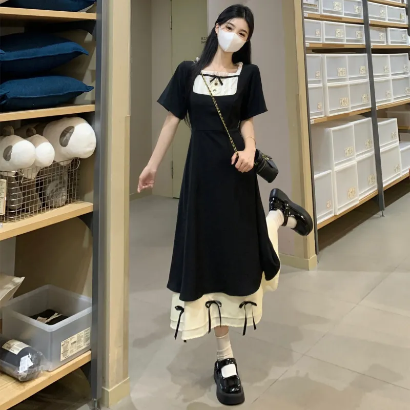 PAVEA Short Sleeved Dress Women's Black-6