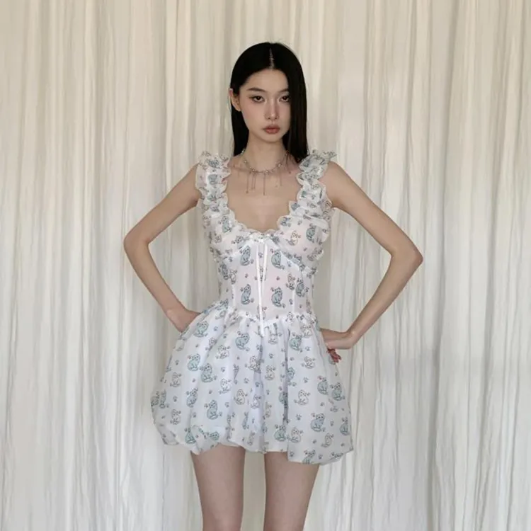 / Sleeveless Dresses Women's White+Hair Tie Comes With-6