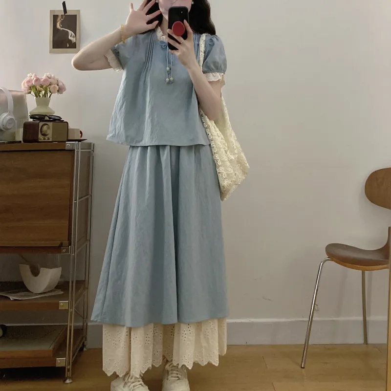PAVEA Two Piece Skirt Sets Women's-2