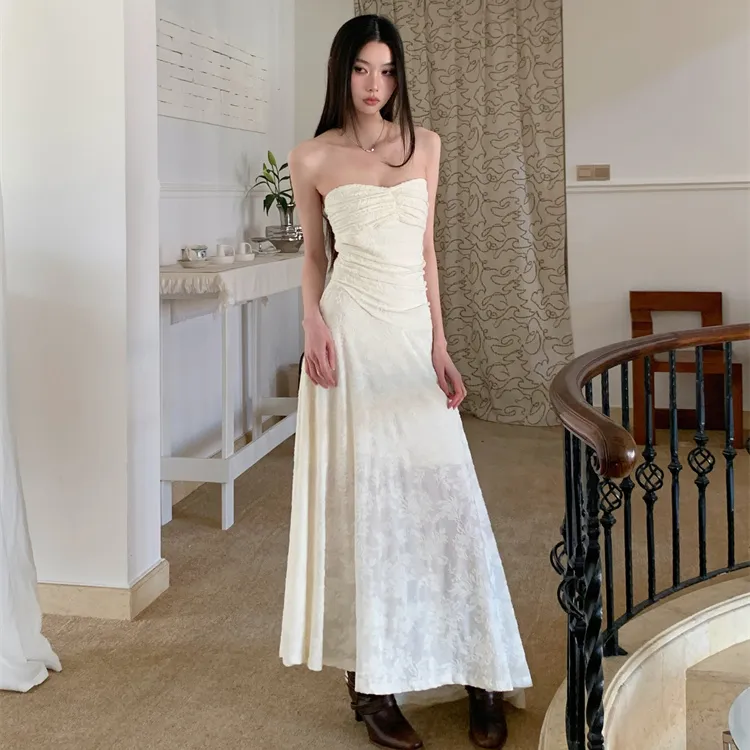 PAVEA Sleeveless Dress Women's Beige+Hair Tie Comes With-5