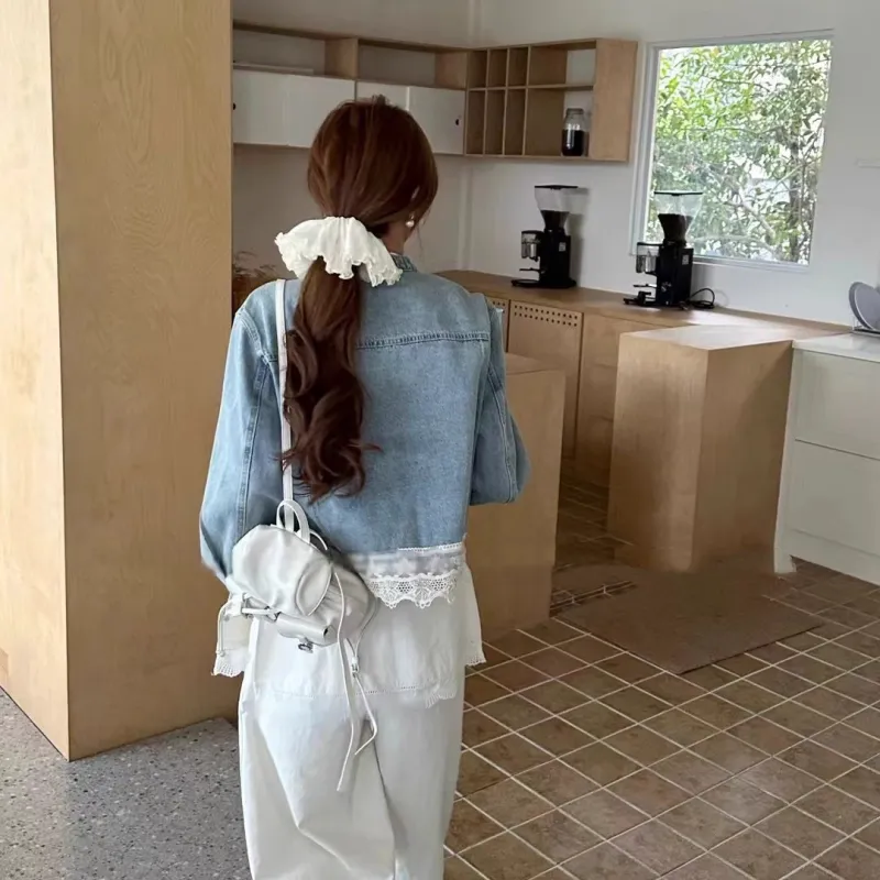 PAVEA Denim Jacket Women's Blue+Hair Tie Comes With-4