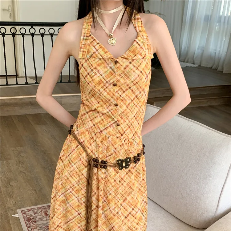 PAVEA Sleeveless Dress Women's Image Color+Belt+Hair Tie Comes With-6