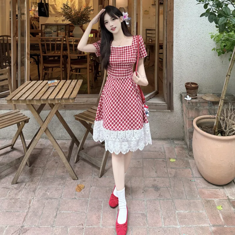 PAVEA Short Sleeved Dress Women's Rose Red-5