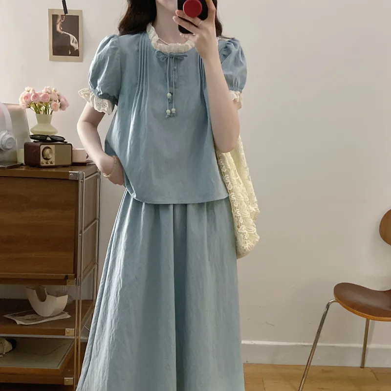 PAVEA Two Piece Skirt Sets Women's-4